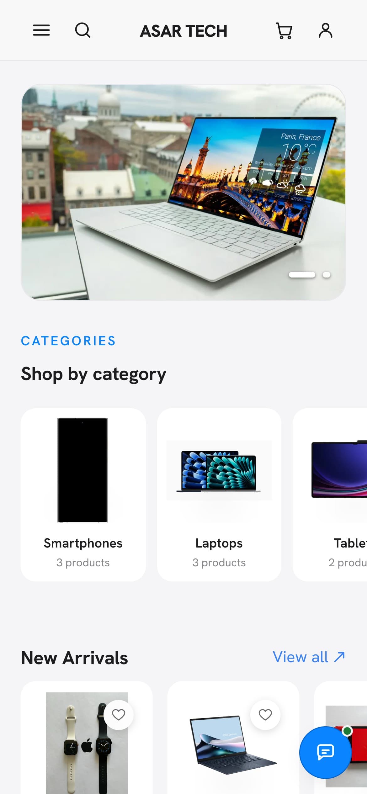 Home — the shop as most of its buyers will see it