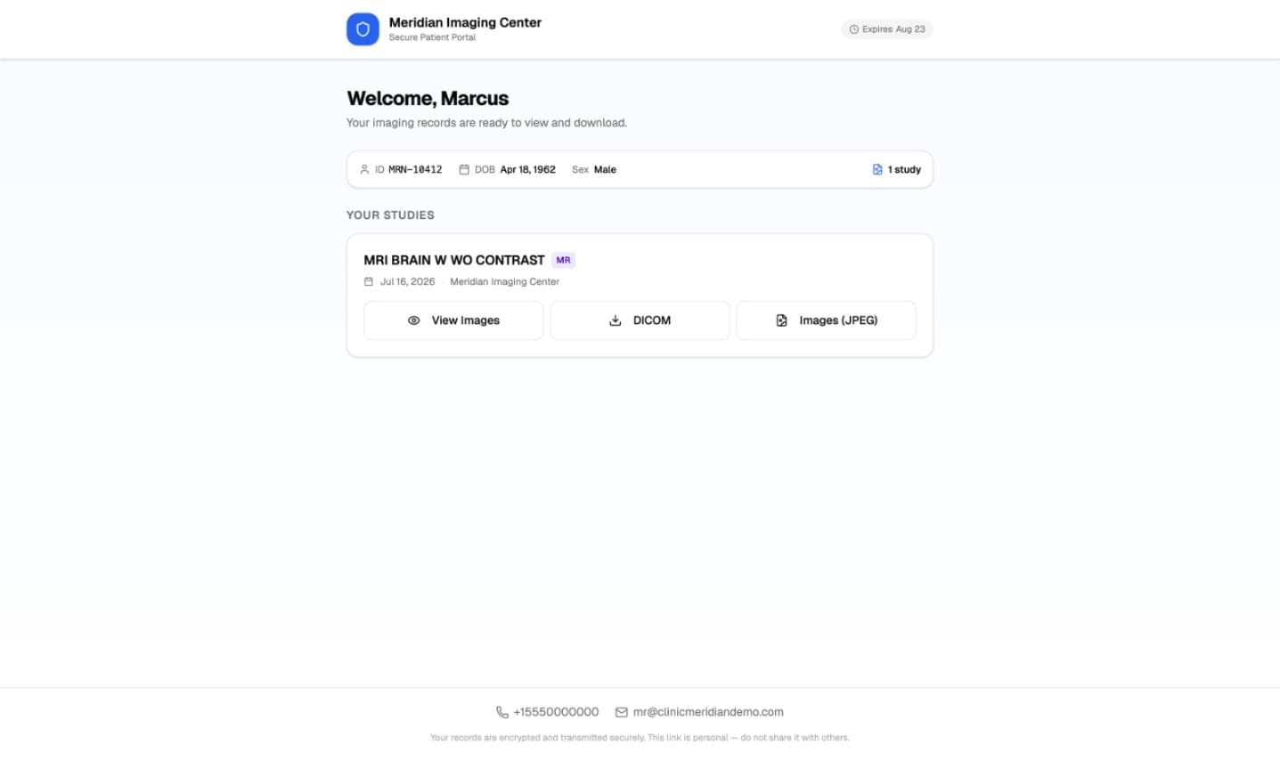 The patient side — scans on any phone, PIN first